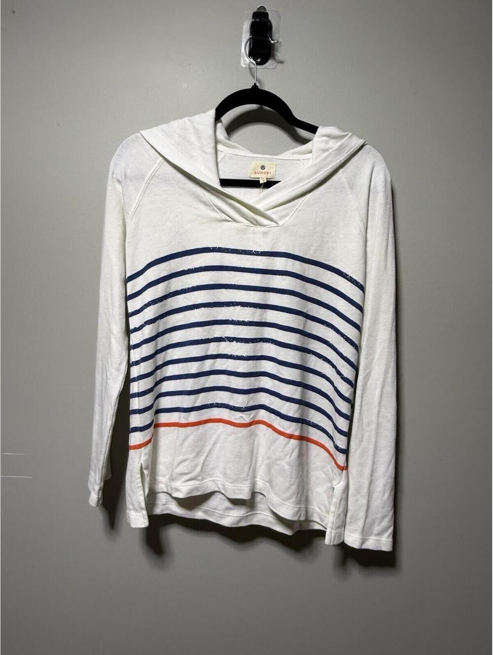 Sundry Stripes Marine Hoodie White 1 Coastal Beach Vacation NWT